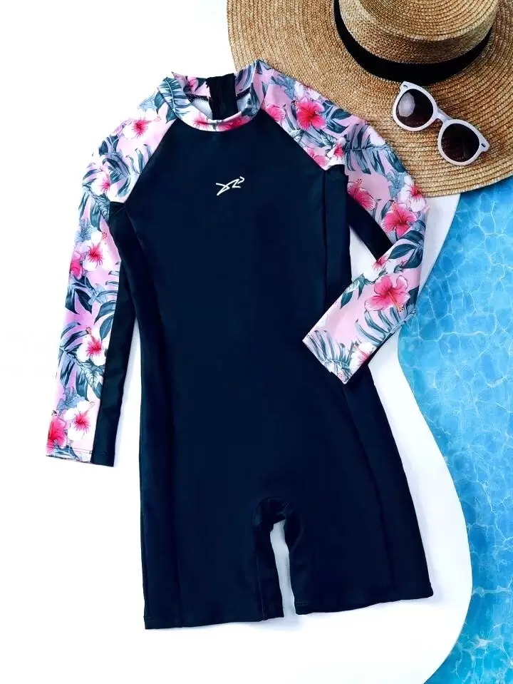 Girls Zipper Back Swimsuit