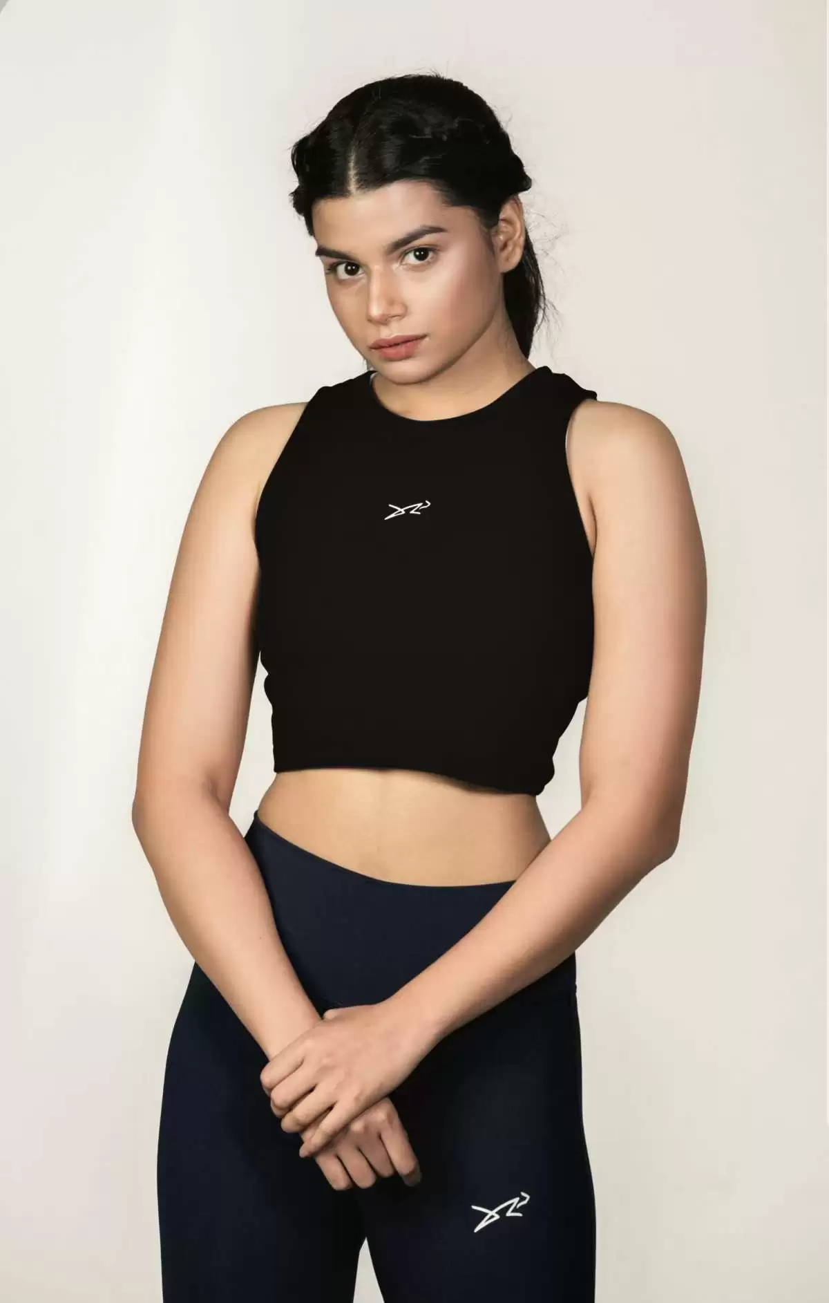 Dour Initial Cropped T-shirt Black 01 Initial Cropped T-shirt - Image 1