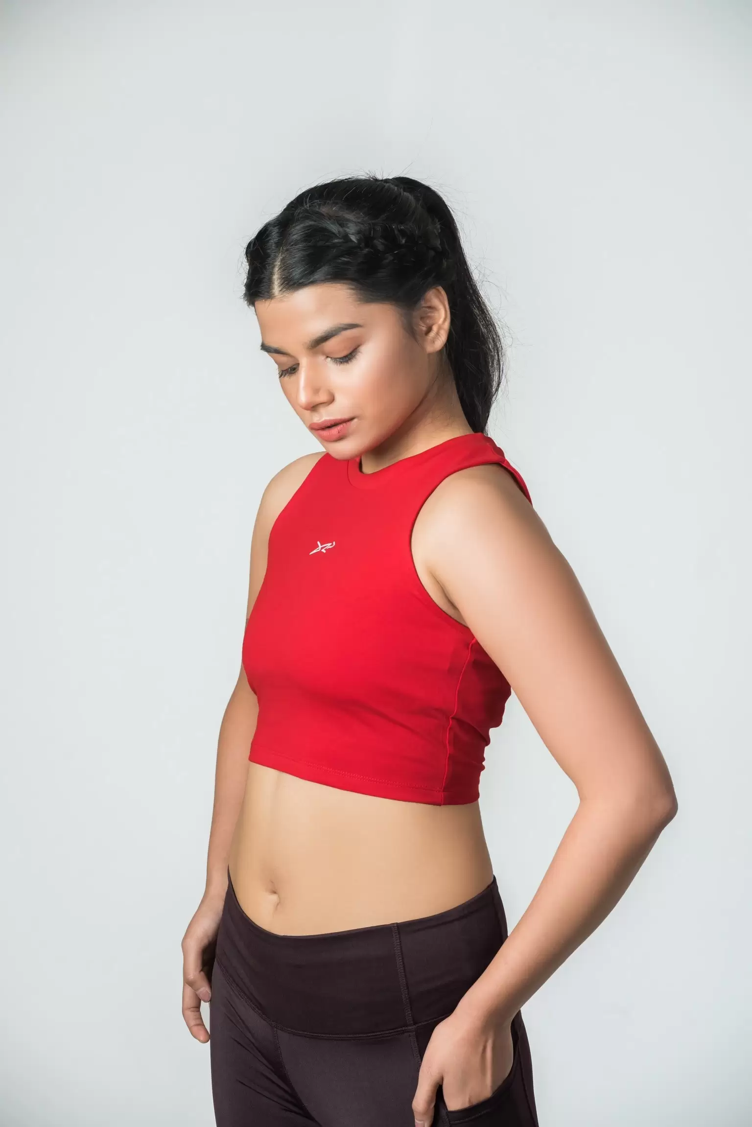 Dour Initial Cropped T-shirt Red 01 Initial Cropped T-shirt - Image 1