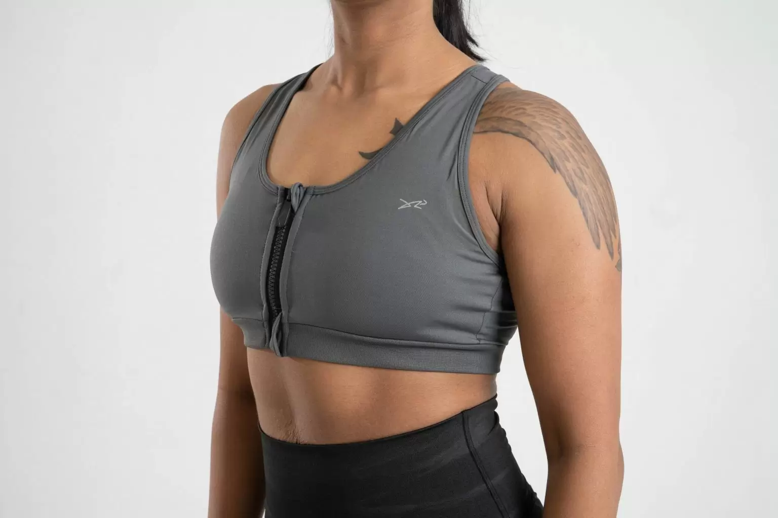 Dour Zip Sports Bra Grey 01 Zip Sports Bra - Image 1