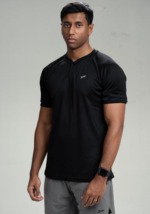 Band Collar T-shirt_ Black_01 Band Collar T-shirt - Image 1
