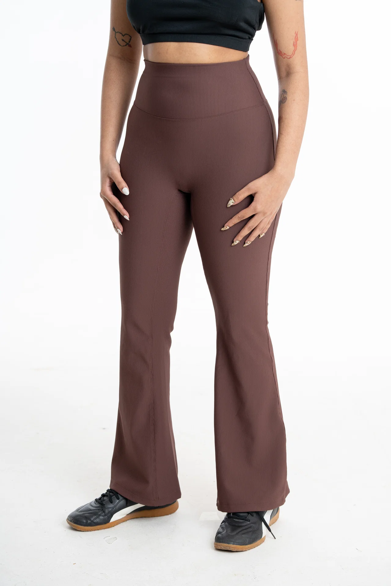 Flared Leggings_brown_01 Flared Leggings - Image 1