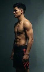 KHAR x Dour Black MMA Shorts - Image 2