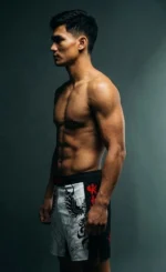 KHAR x Dour White MMA Shorts - Image 2